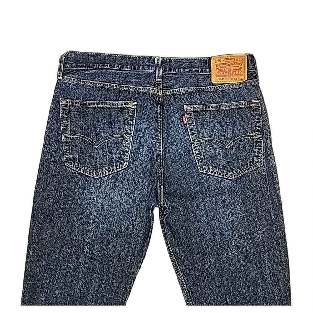 Levi's 514 Jeans Blue Straight Fit Men Size 36 x 32 Dark Wash Cotton